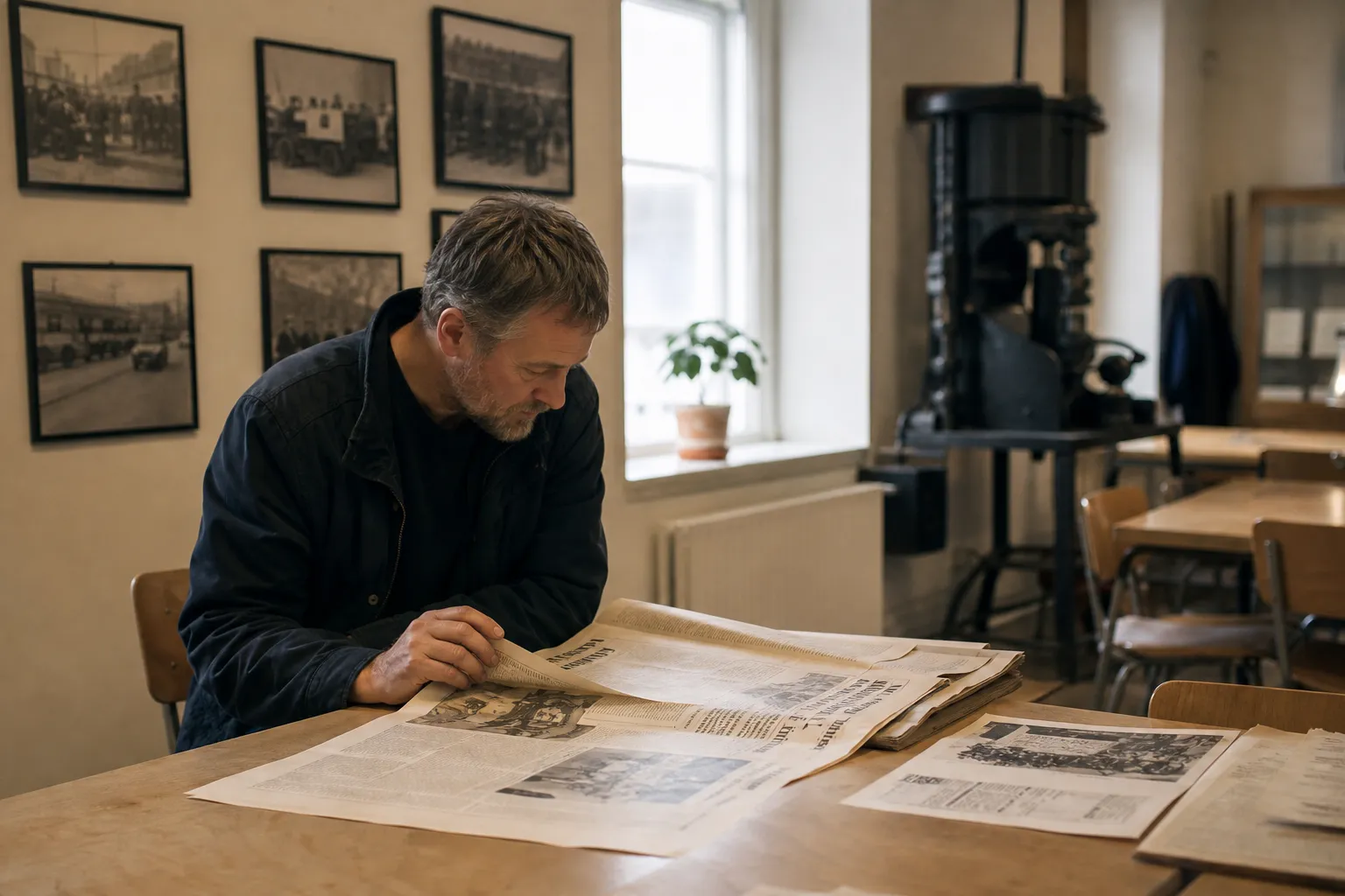 Ett exemplar av Norrköpings Tidningar uppslaget på ett köksbord