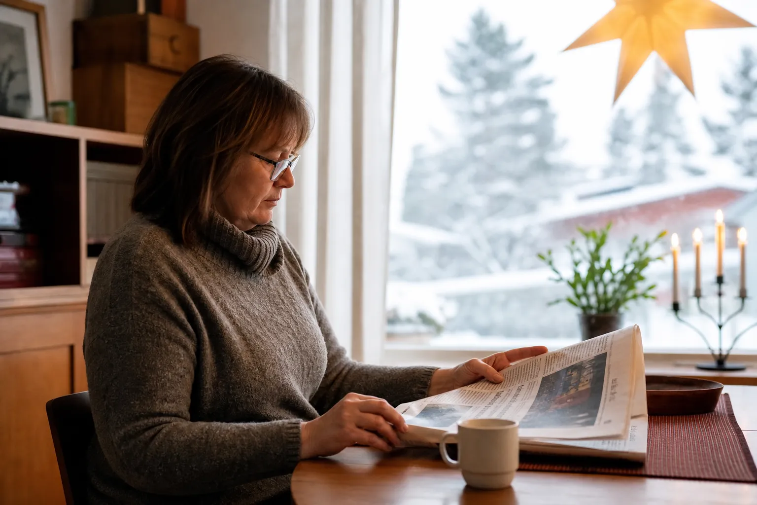 Ett exemplar av NSD, Norrländska Socialdemokraten, uppslaget på ett bord