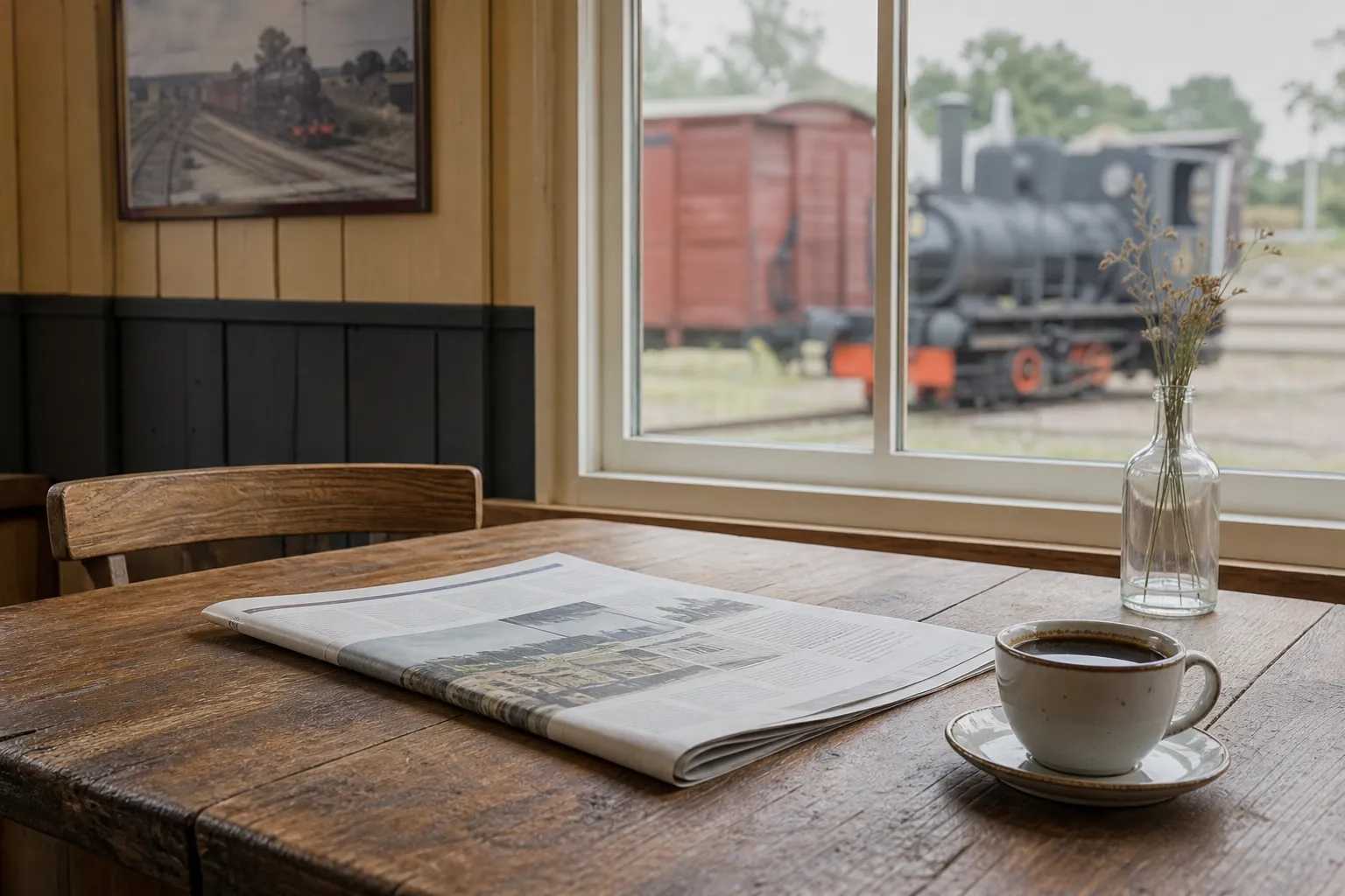 Ett exemplar av NWT, Nya Wermlands-Tidningen, uppslaget på ett bord