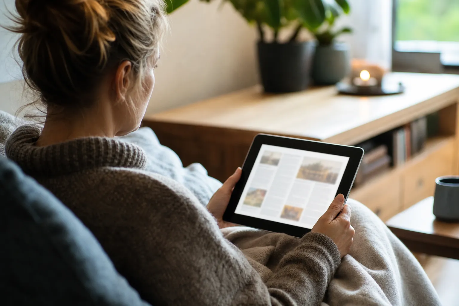 En dator som visar en e-tidning uppslagen sida vid sida