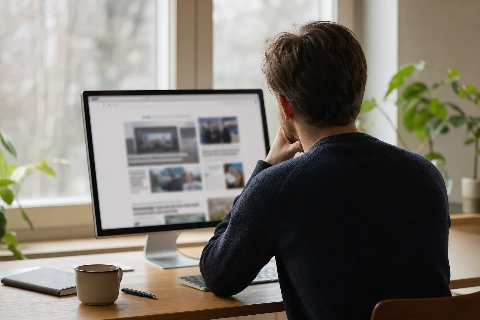 En bärbar dator med en tidningswebbplats öppen i webbläsaren