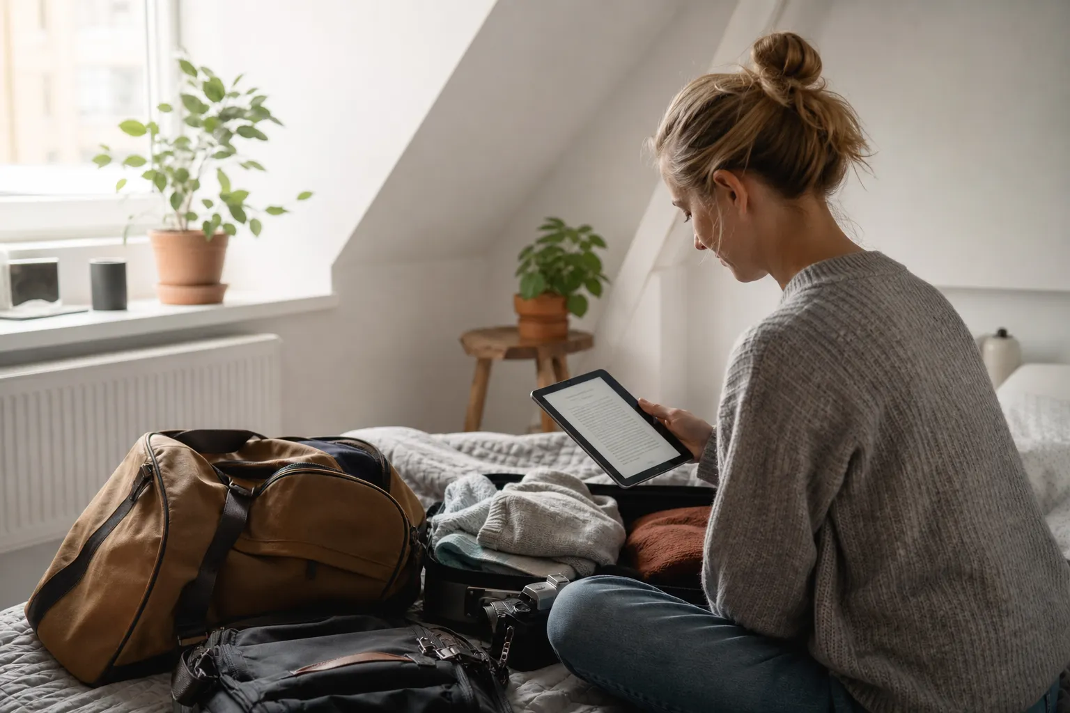 En mobiltelefon utan uppkoppling som visar en nedladdad tidning