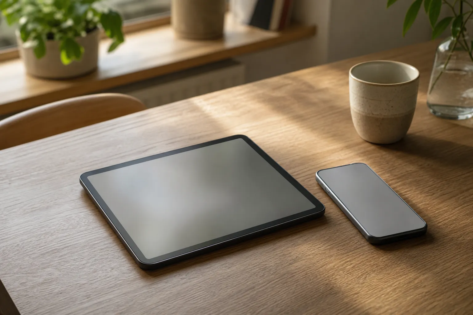 En surfplatta och en telefon som visar digitala tidningssidor
